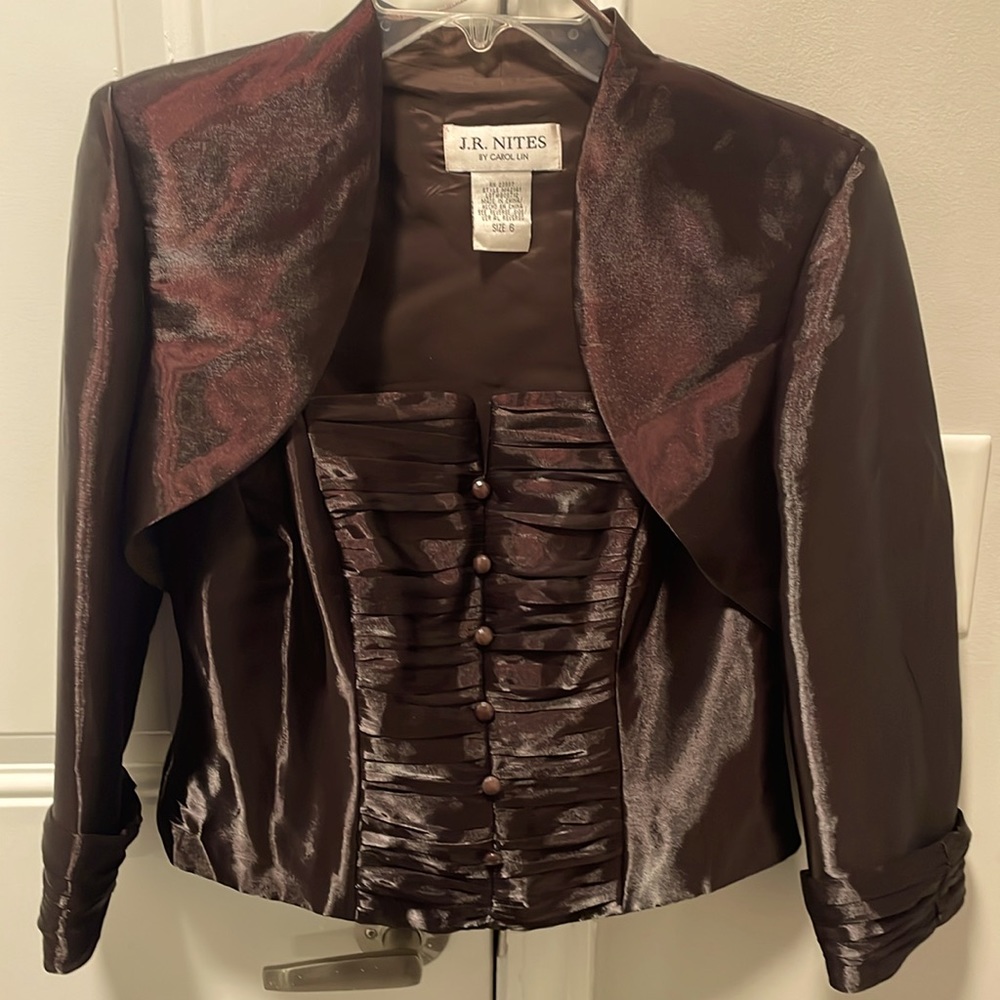 Two piece formal top -  corsit tank top with crop sheer sleeve jacket